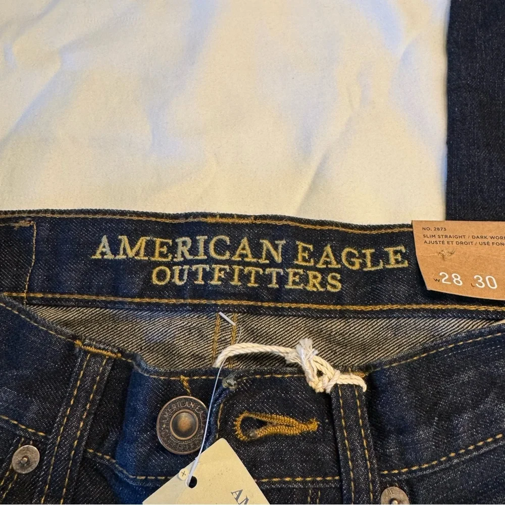 American Eagle Outfitters Men’s Slim Straight jeans, dark wash, NWT, Sz 28/30 - Picture 3 of 13